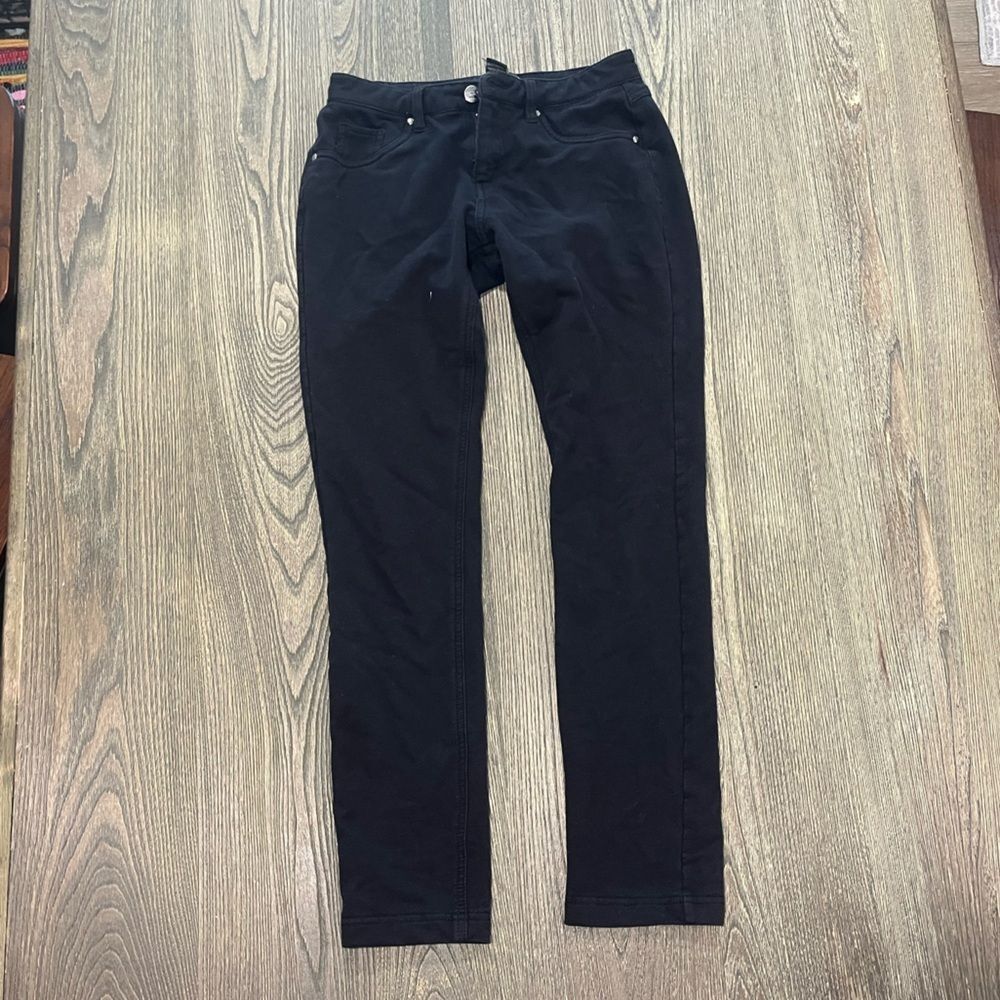 Like An Angel Pants Straight Leg Low Rise Cotton Blend Stretch Black Size Medium
